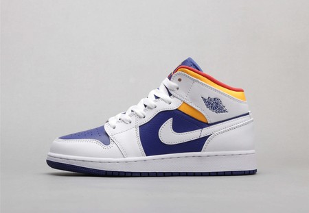 Air Jordan 1 Mid White Laser Orange Deep Royal Blue 36-40