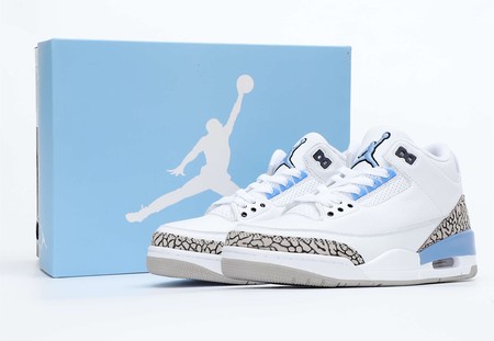 Air Jordan3 UNC White & Blue Elephant Print 40-46