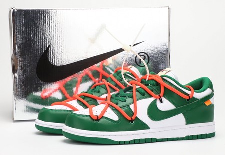 OFF-WHITE x NIKE DUNK LOW LTHR OW white green